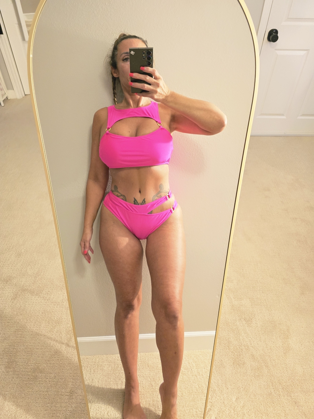 Pg11 #8 Neon Pink Cutout Ring Bikini Set